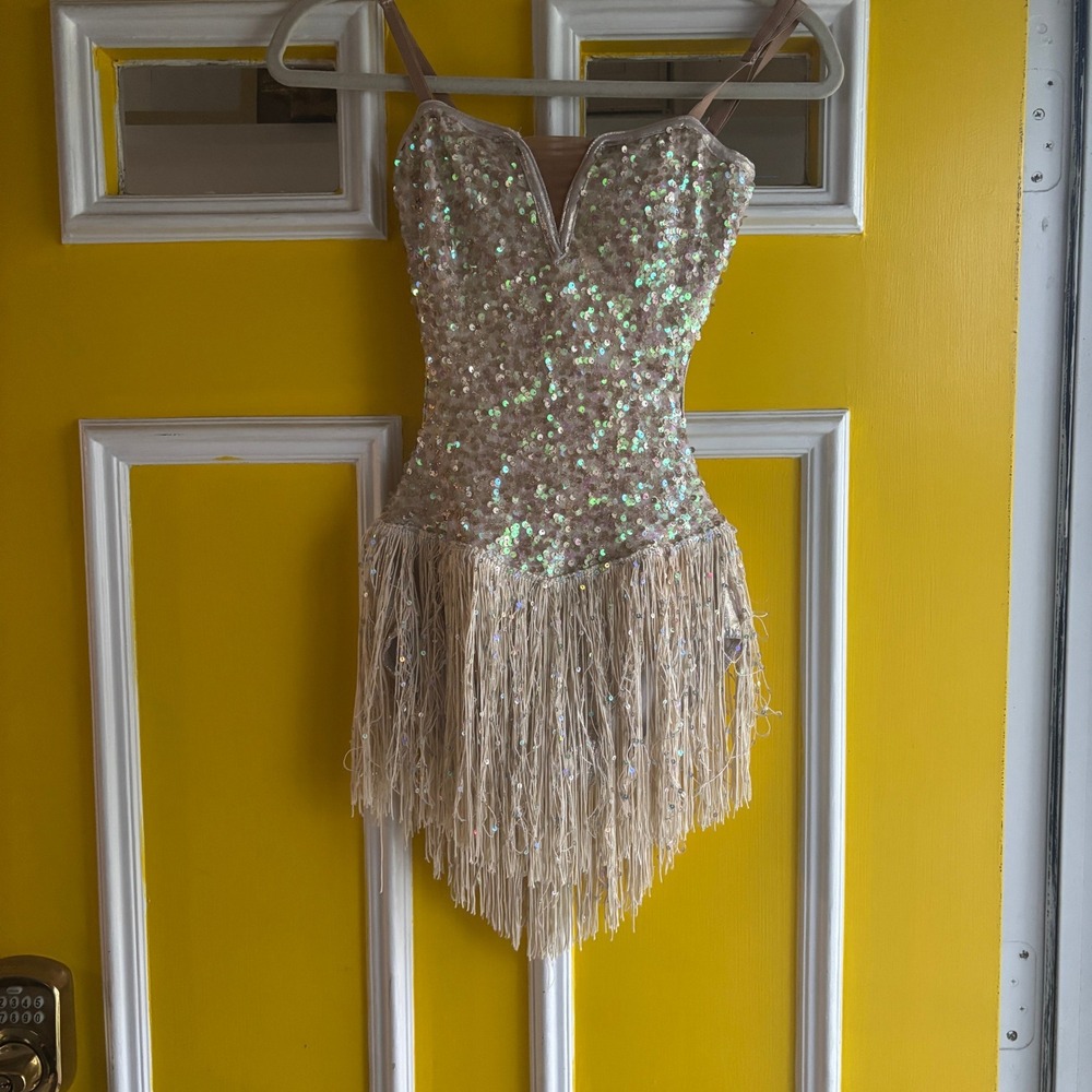 Sequin Fringe Dress, Sleeveless Party Cocktail Dance Dress, flapper costune - Picture 3 of 12